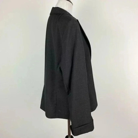 Lafayette 148 blazer size 14 black white 100% wool pindot one button jacket - Picture 4 of 10